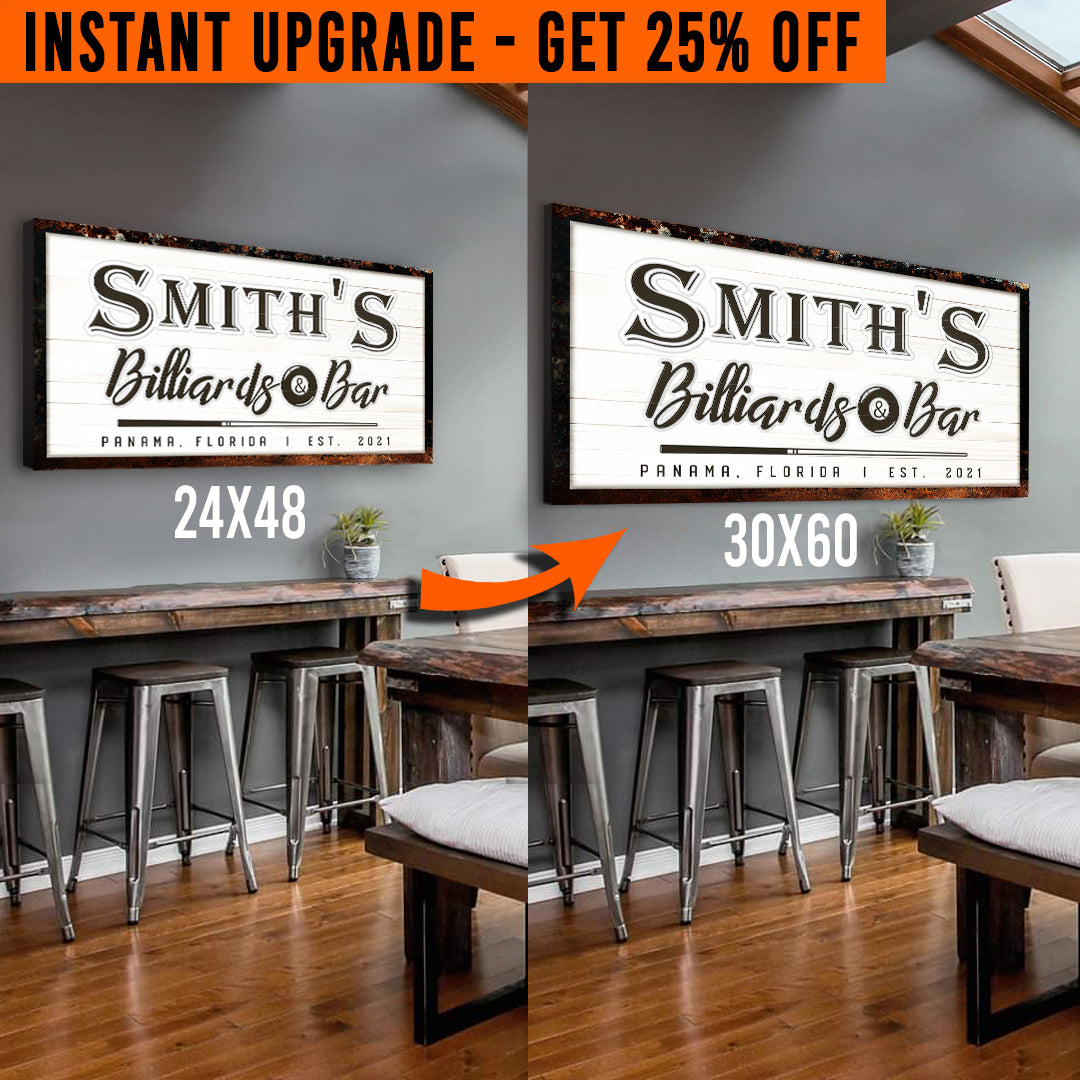 Upgrade Your 48x24 Inches 'Billiards And Bar' (Style 1) Canvas To 60x30 Inches