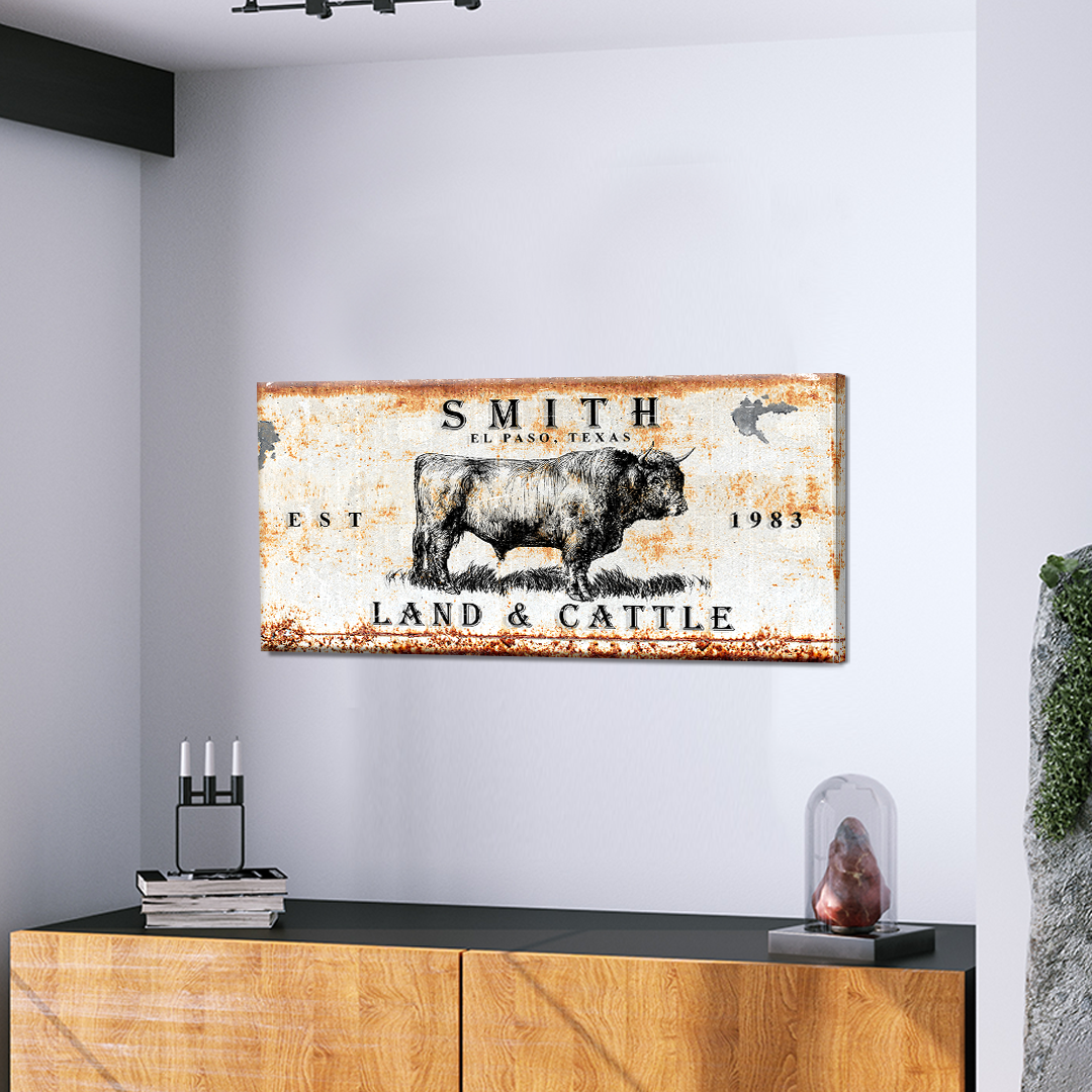 Land And Cattle Rustic Sign