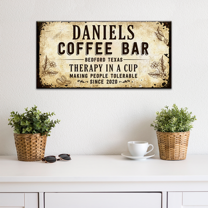 Therapy In A Cup Coffee Bar Sign