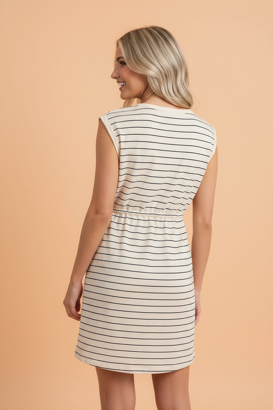 Drawstring Tunic Tank with Pockets Mini Dress