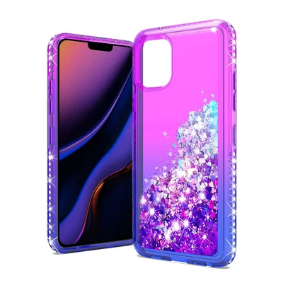 iPhone 11 Two-Tone Water Quicksand Glitter Case