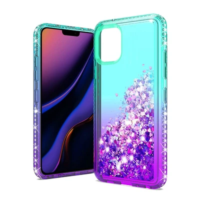iPhone 11 Two-Tone Water Quicksand Glitter Case