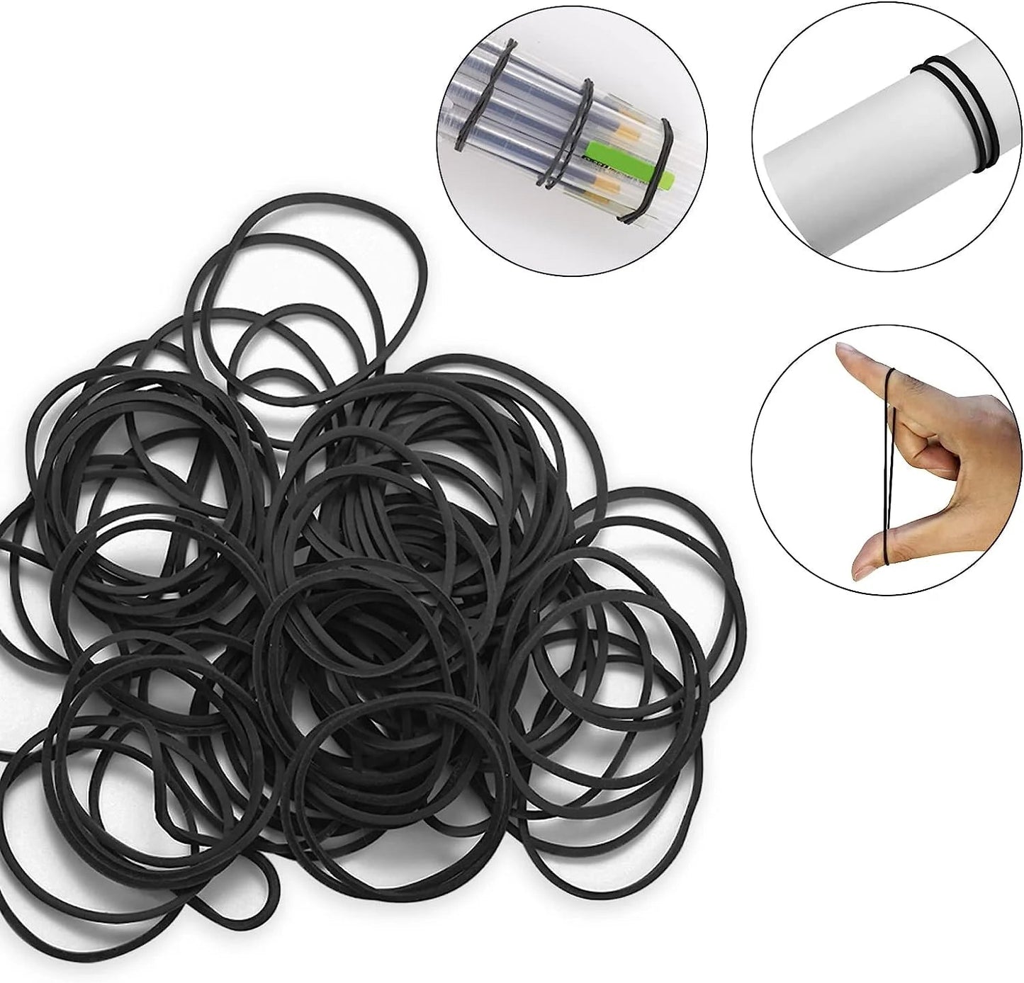240pc Black Paper Clips, Rubber Band, Binder Clips Stationery Set