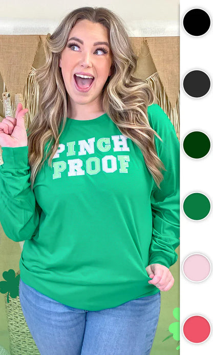 Pinch Proof St. Patricks Day Sequin Graphic Long Sleeve T-Shirt