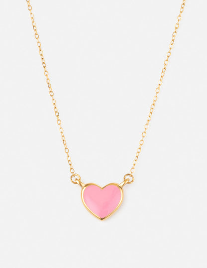 Pink Enamel Heart Necklace