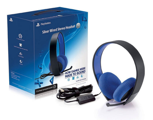 Playstation Silver Wired Stereo Headset 7.1 Virtual Surround Sound (Playstation 3)