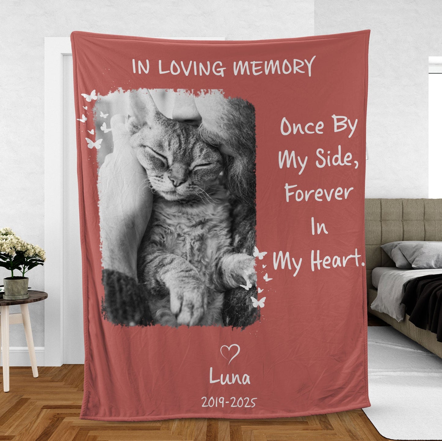 Once By My Side Forever In My Heart, Personalized Memorial Blanket, Memorial Custom Photo Blanket, Remembrance Gift- 681965