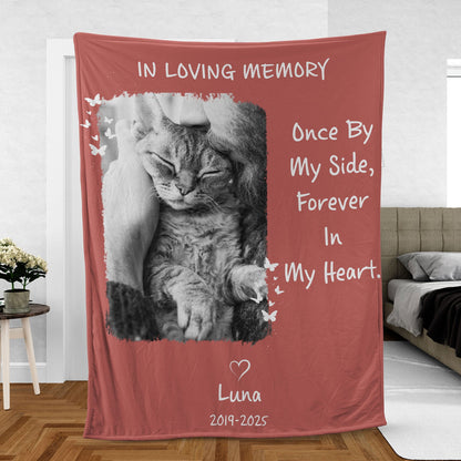 Once By My Side Forever In My Heart, Personalized Memorial Blanket, Memorial Custom Photo Blanket, Remembrance Gift- 681965