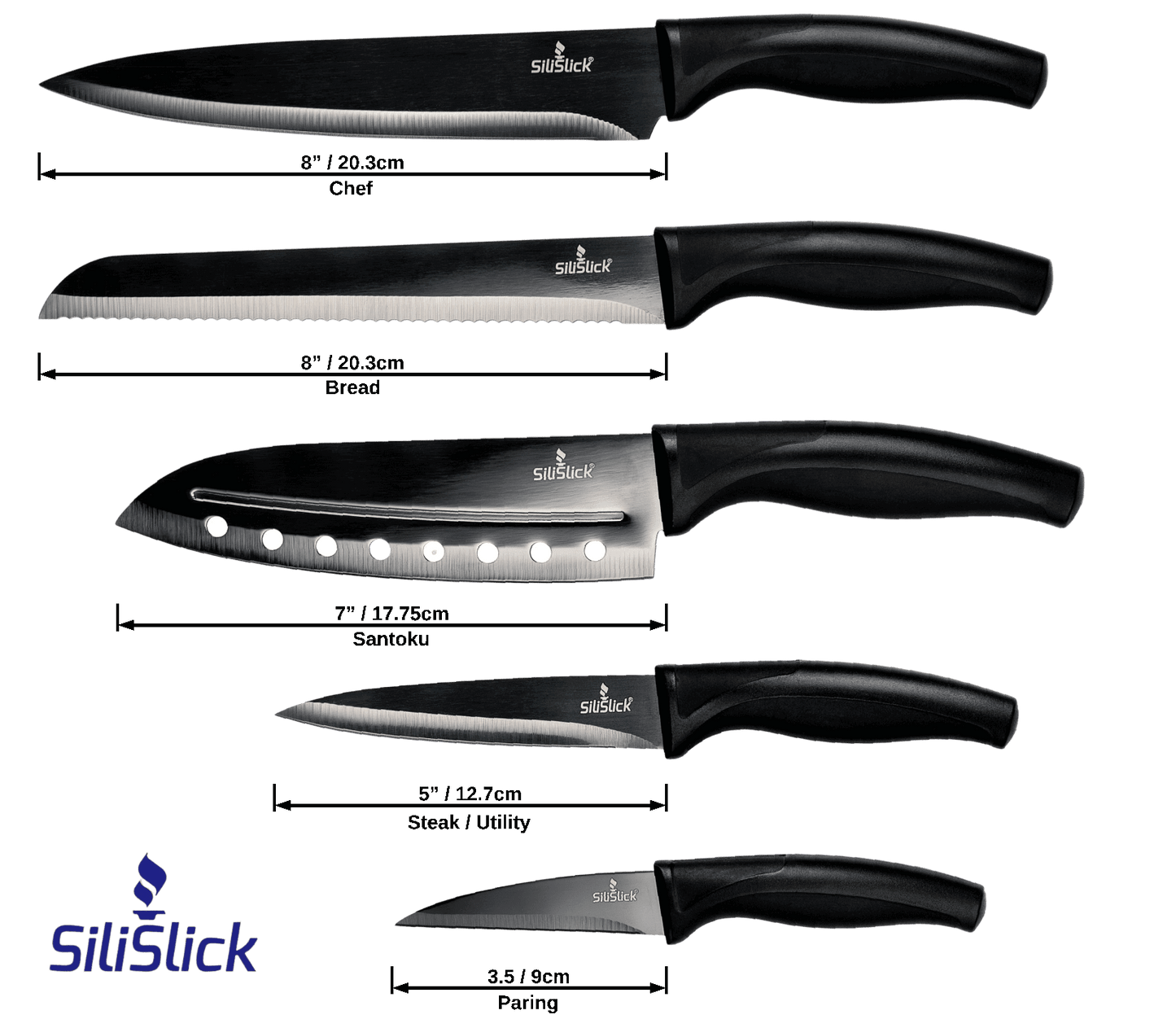 Kitchen Knife Set - Black Handle | Black Blade