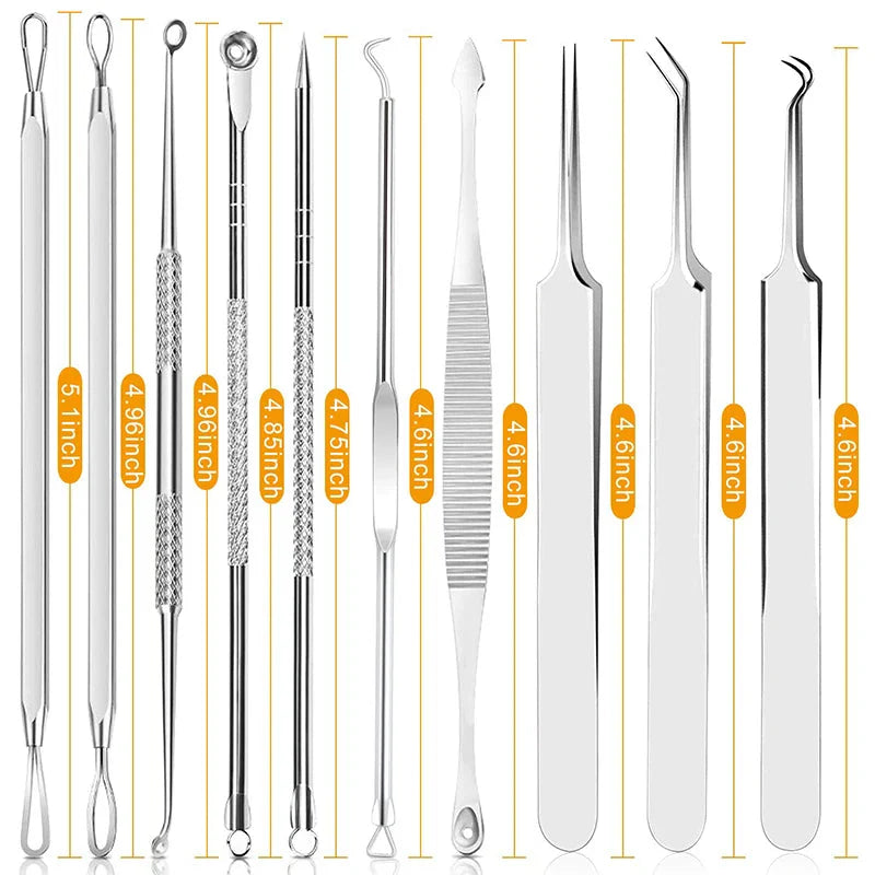 Professional 10‑Piece Blackhead & Pimple Extractor Kit