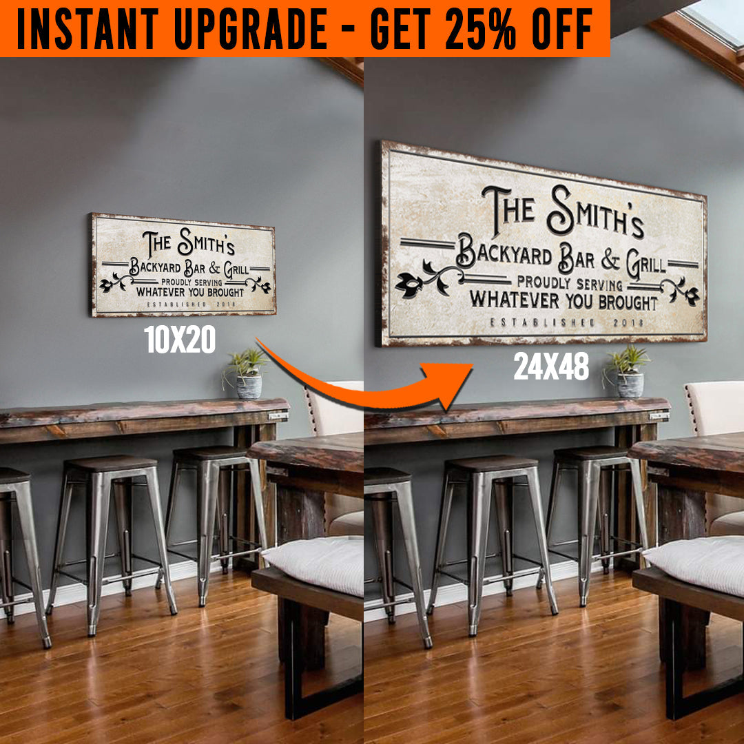 Upgrade Your 'Backyard Bar and Grill' (Style 1) Canvas To 24x48 Inches
