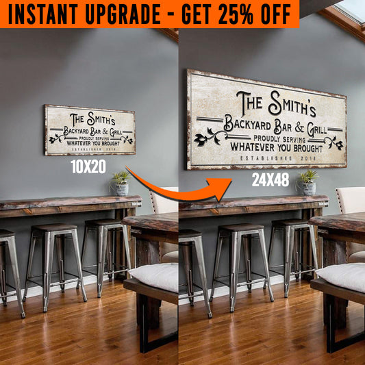 Upgrade Your 'Backyard Bar and Grill' (Style 1) Canvas To 24x48 Inches