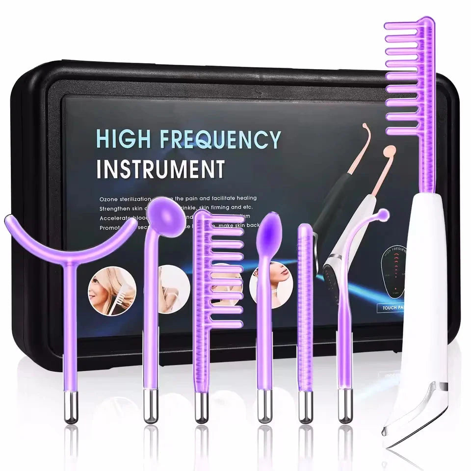 6-in-1 High Frequency Facial Machine – Touch Panel Electrotherapy Wand