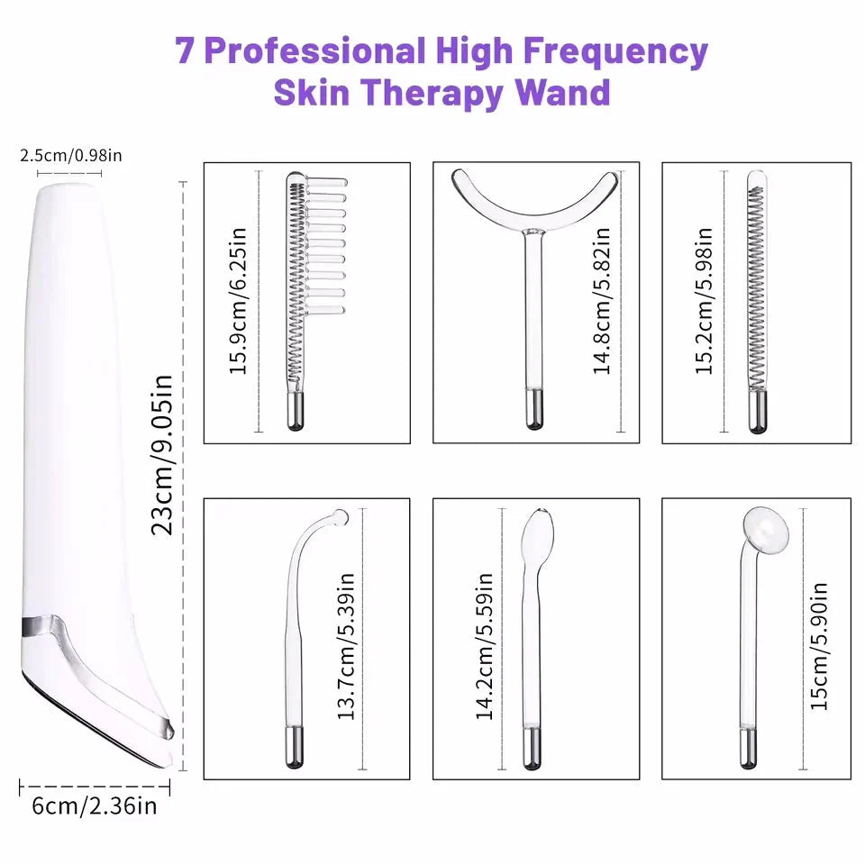 6-in-1 High Frequency Facial Machine – Touch Panel Electrotherapy Wand