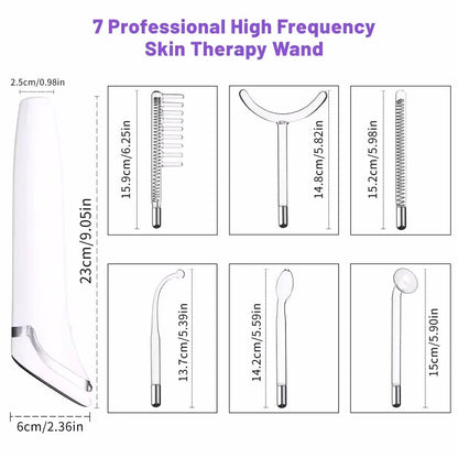 6-in-1 High Frequency Facial Machine – Touch Panel Electrotherapy Wand