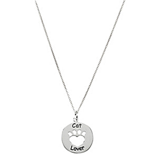 Heart U Back Cat Lover Paw Necklace