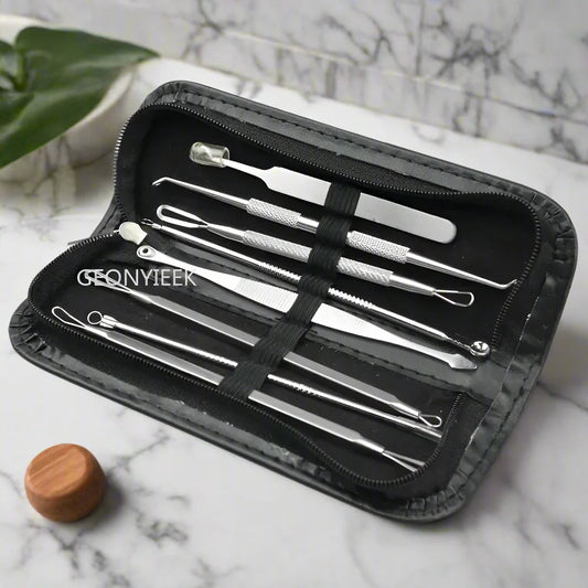 8-Piece Stainless Steel Blackhead & Comedone Remover Tool Kit