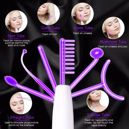 6-in-1 High Frequency Facial Machine – Touch Panel Electrotherapy Wand