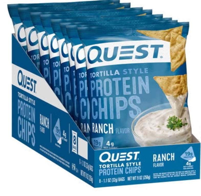 QUEST PROTEIN CHIPS TORTILLA RANCH 8 PK
