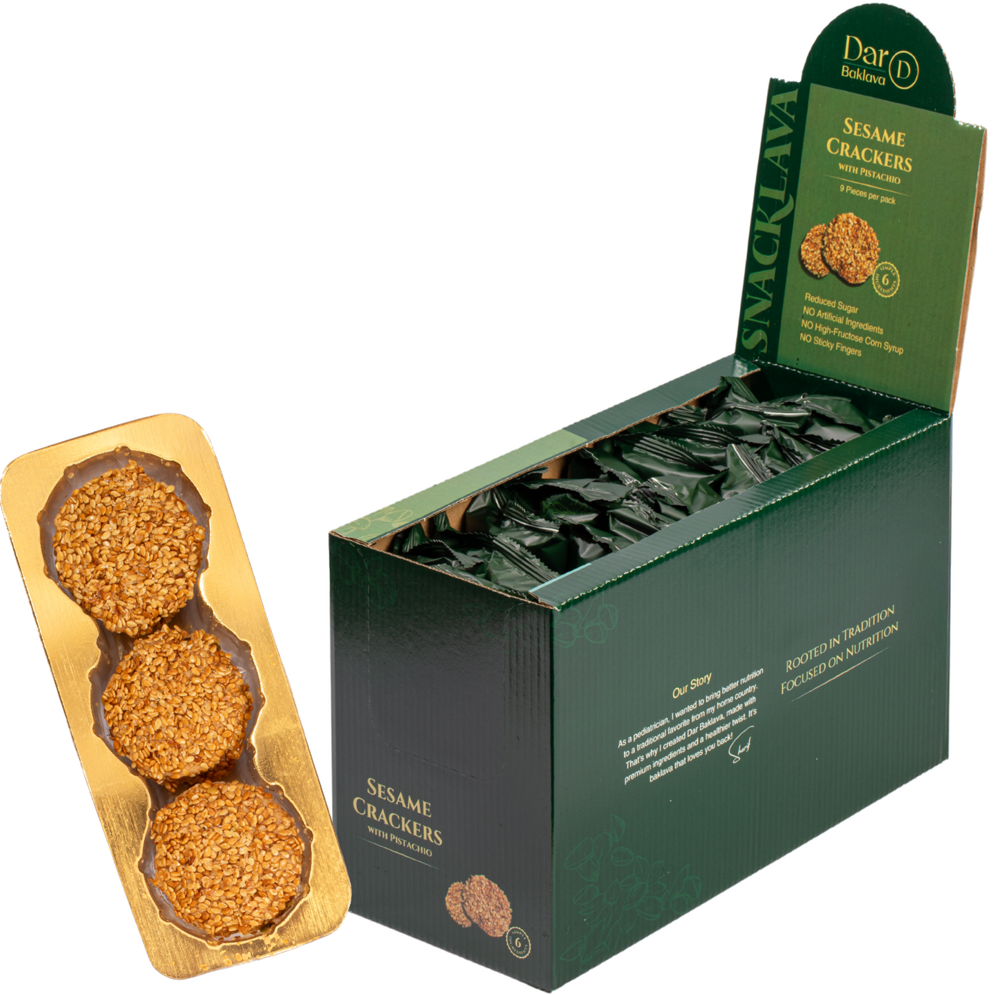 Sesame Crackers Pistachio - Snacklava® | 20 Packs