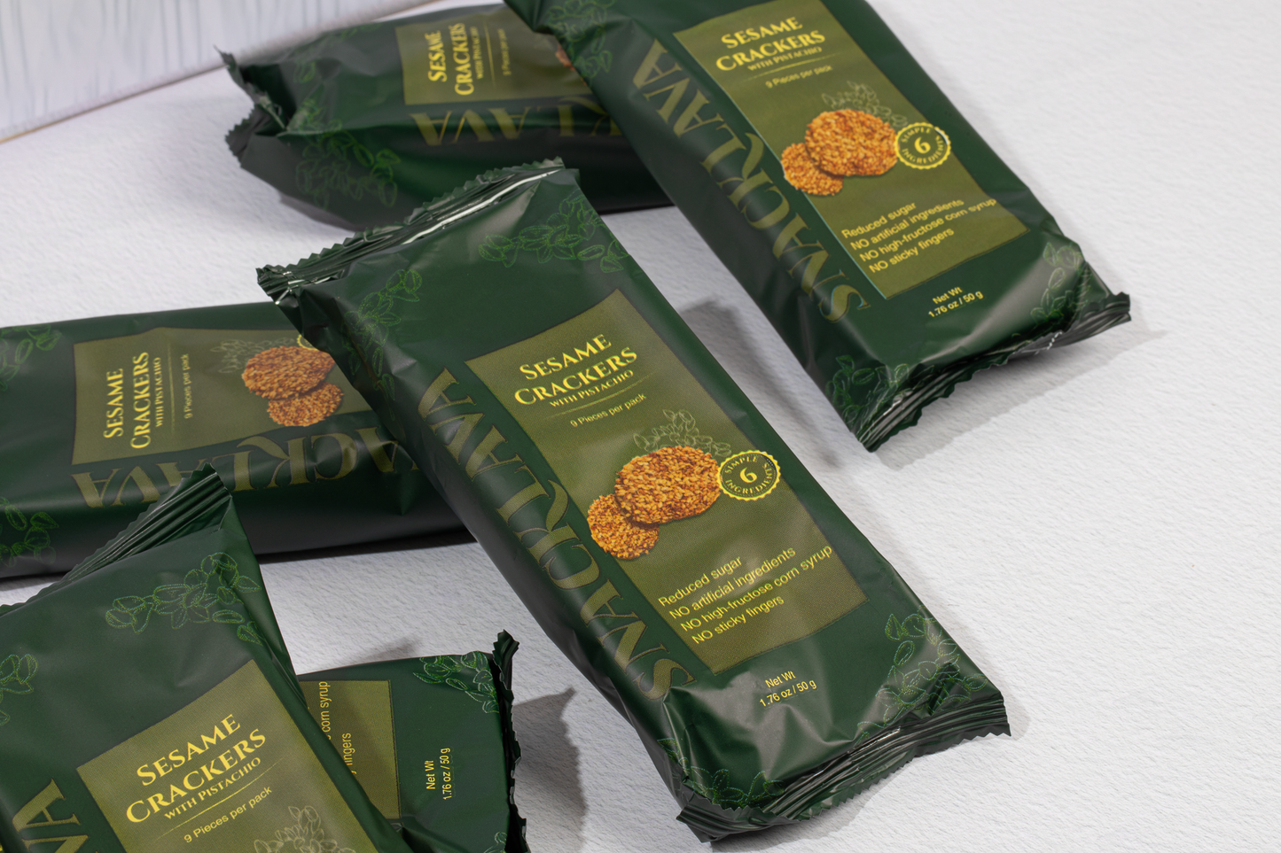 Sesame Crackers Pistachio - Snacklava® | 20 Packs