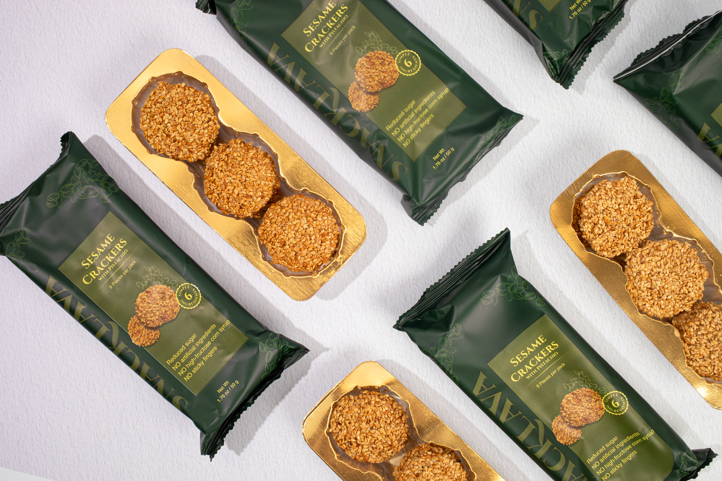 Sesame Crackers Pistachio - Snacklava® | 20 Packs