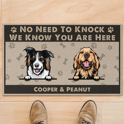 No Need To Knock We Know You Are Here Personalized Custom Photo Dog Cat Doormat C707