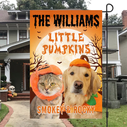 Halloween Little Pumpkins Personalized Custom Dog Garden Flag
