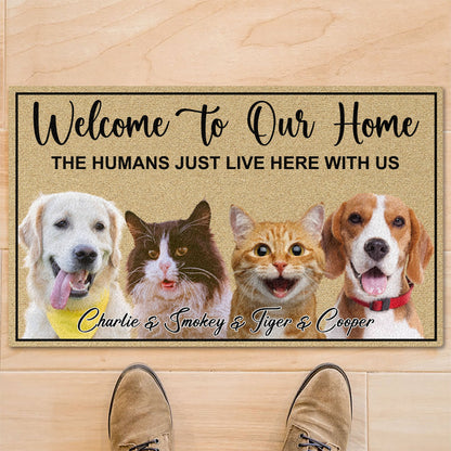 Welcome To The Pet Home, Personalized Custom Photo Dog Cat Doormat C789