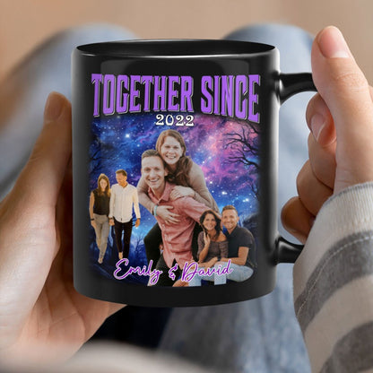 Together Since - Personalized Custom Photo Couple Black Mug - Gift For Couple, Husband Wife, Anniversary, Engagement, Wedding, Valentines Day C878