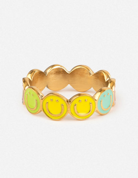 Smiley Enamel Ring
