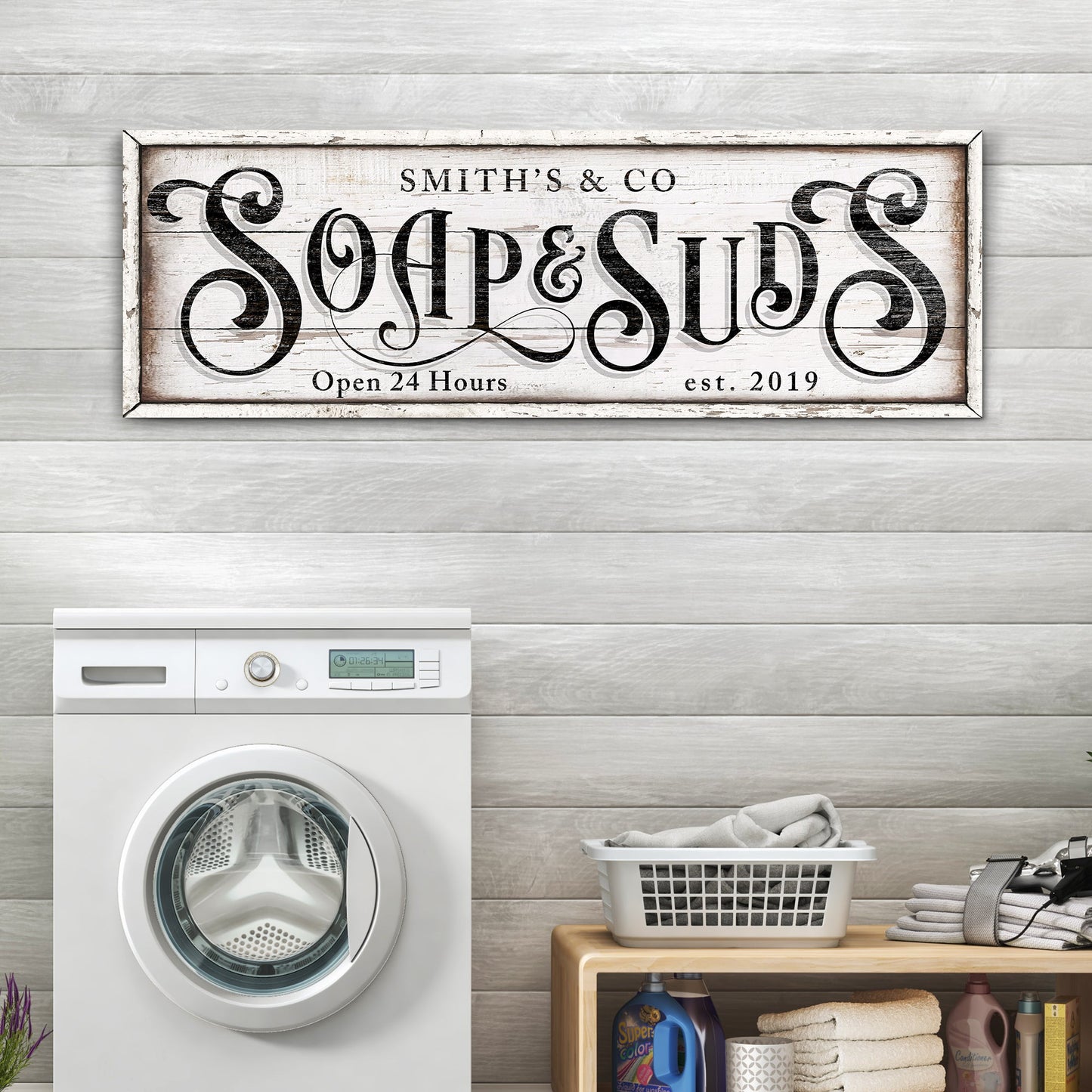 Personalized Soap And Suds Laundry Sign