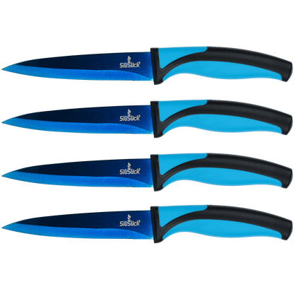 Steak Knife Set 4 Titanium Coated Deep Blue Blade