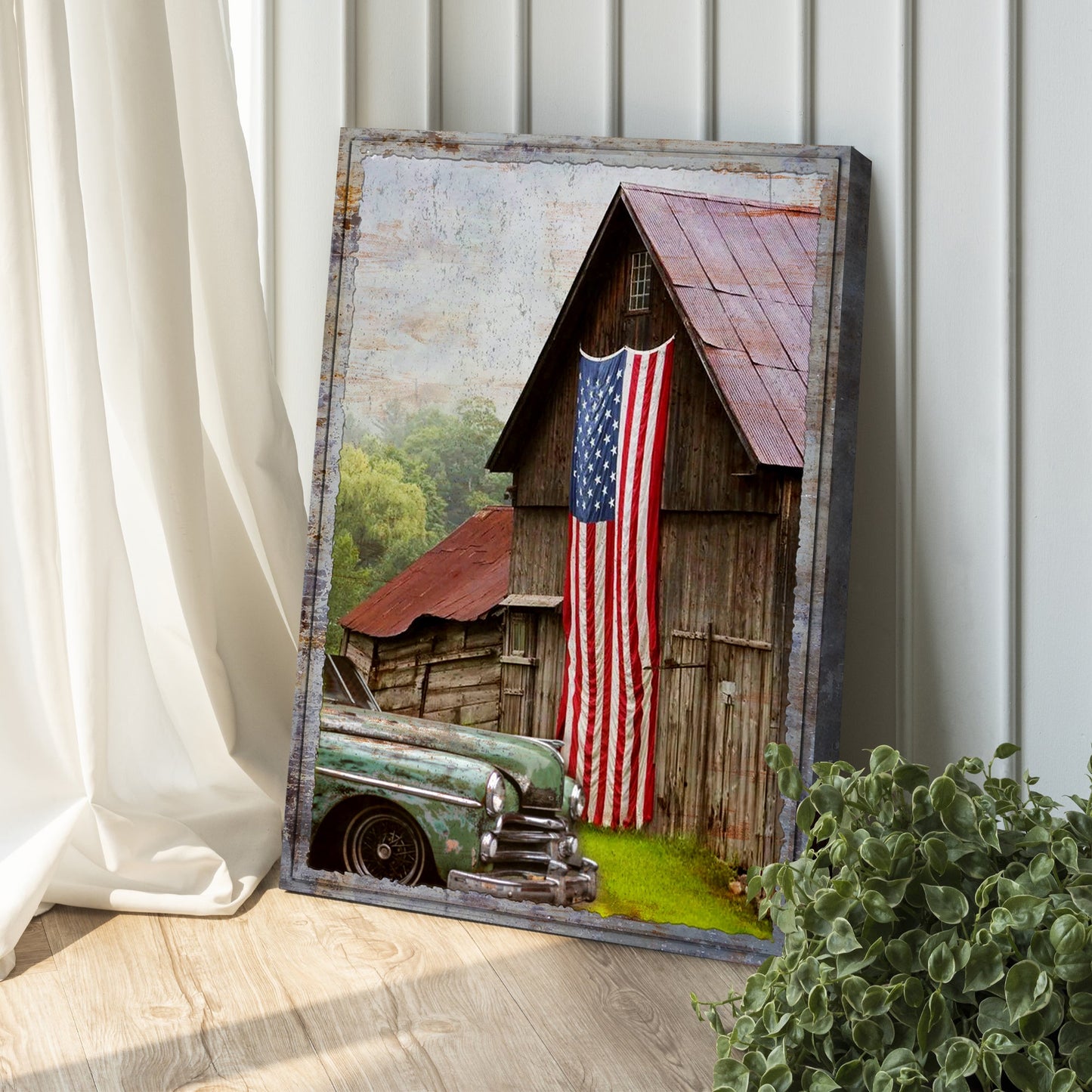 America Country Barn Canvas Wall Art