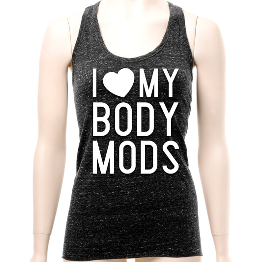 I Love My Body Mods Black Gray Cosmic Twist Back Tank Top