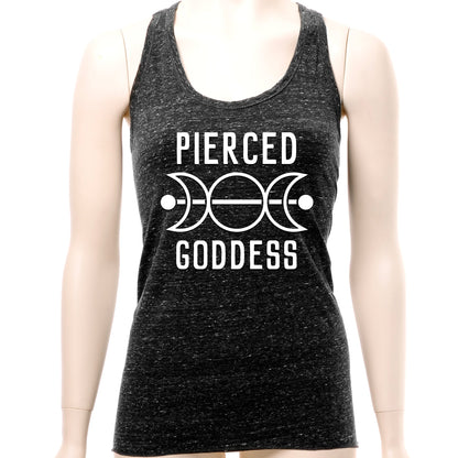 Pierced Goddess Black Gray Cosmic Twist Back Tank Top