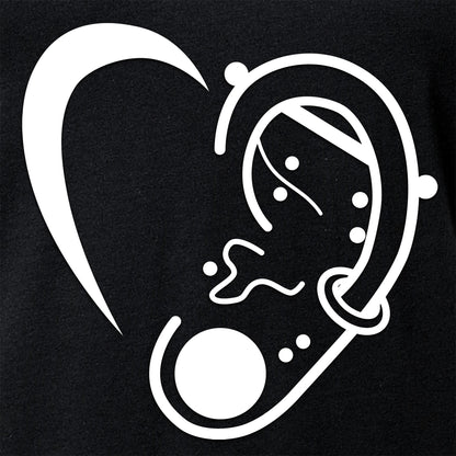 Modified Ear Heart Tapered V-Neck Tee Shirt