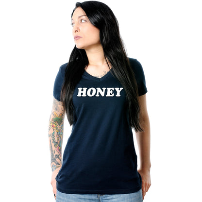 Honey Black V-Neck Tee Shirt