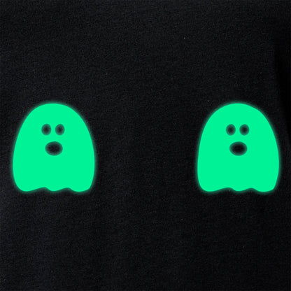 Halloween Glow in the Dark Ghost Boobies Tee V-Neck Tee Shirt 100% Cotton