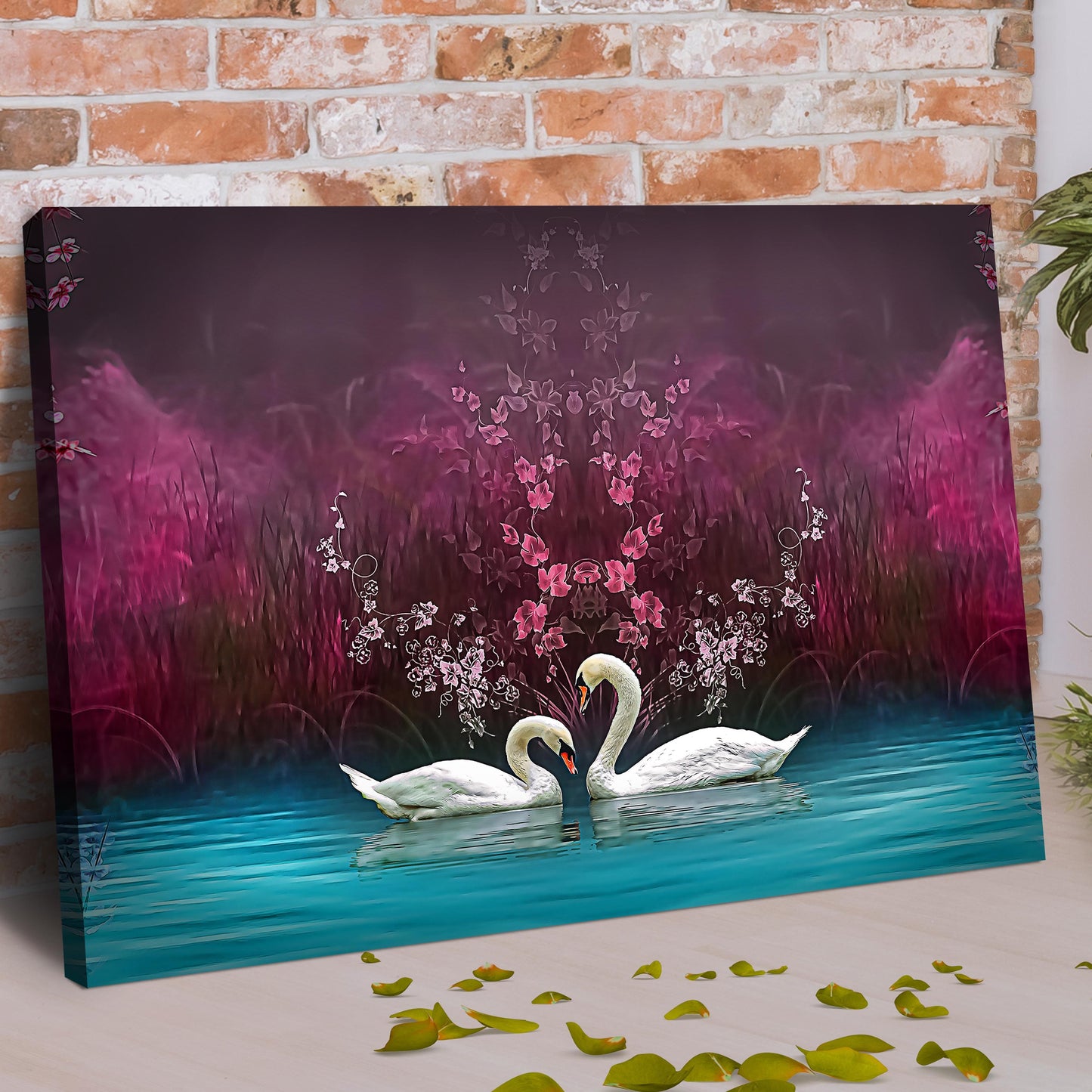 Beautiful Romantic Swans Canvas Wall Art