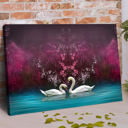 Beautiful Romantic Swans Canvas Wall Art