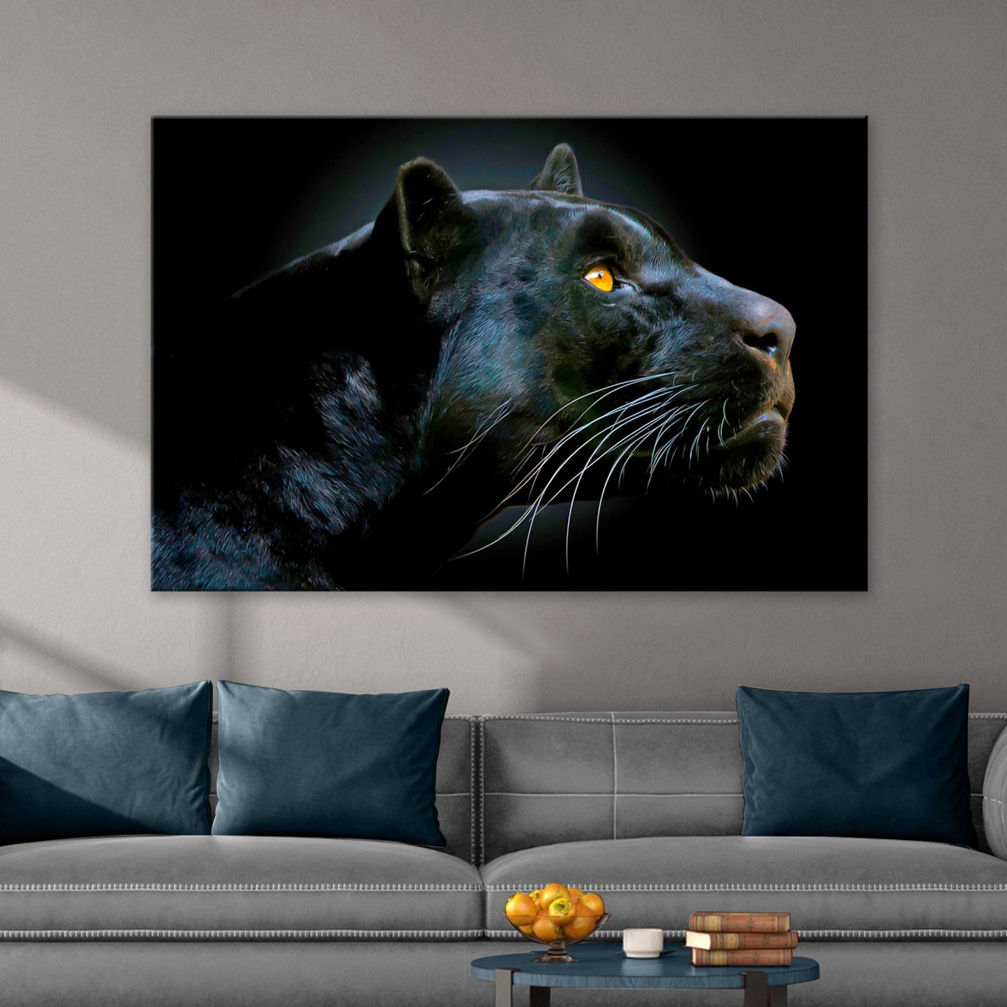 Black Panther Head Canvas Wall Art