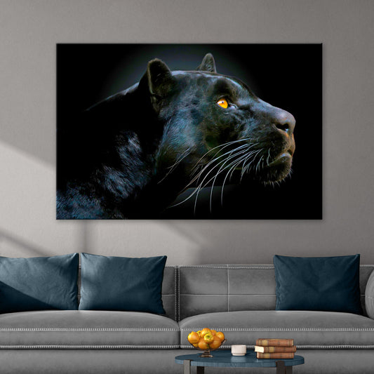 Black Panther Head Canvas Wall Art
