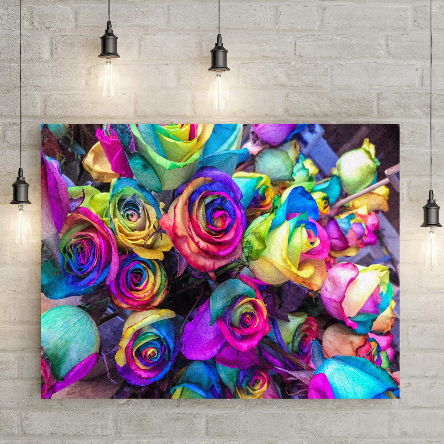 Rainbow Roses Canvas Wall Art