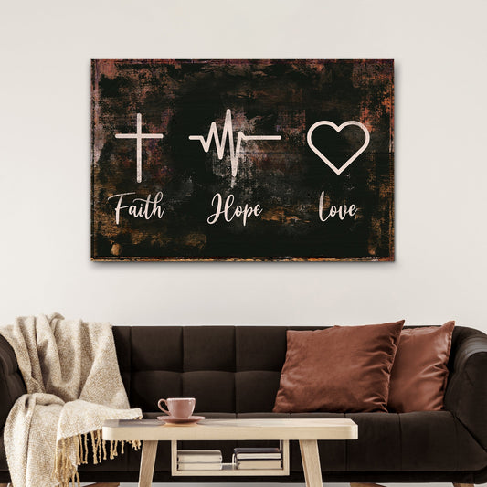 Rustic 'Faith, Hope, Love' Sign - Christian Art and Biblical Decor for home