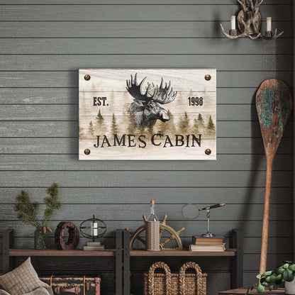 Family Moose Cabin Sign