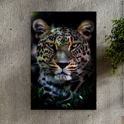 Sneaky Jungle Leopard Portrait Canvas Wall Art