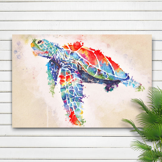 Coral Reef Sea Turtle Watercolor Canvas Wall Art