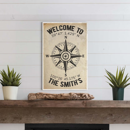 Welcome To Family Home Coordinates Sign