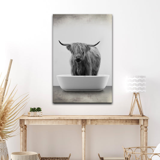 Highland Cattle Bath Canvas Wall Art IV